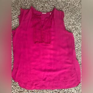 Elie Taharie: Sleeveless deep fuchsia blouse with elegant neckline details